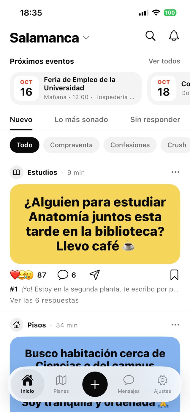 Inicio de Trama: alguien busca con quién estudiar Anatomía esta tarde y le responden